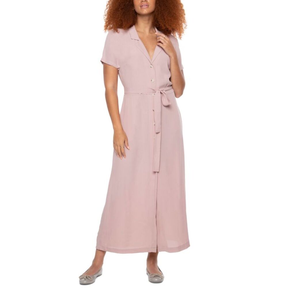 Black Tape Back Tape Button Down Maxi Dress